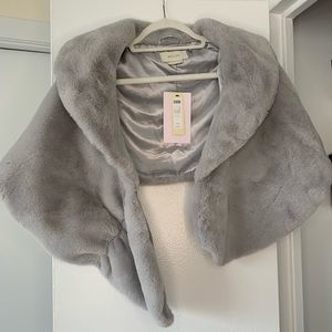 BHLDN Grey Faux Fur Bridal Stole